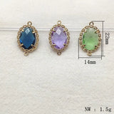 Copper Crystal Oval Charm Necklace Earring DIY Accessories