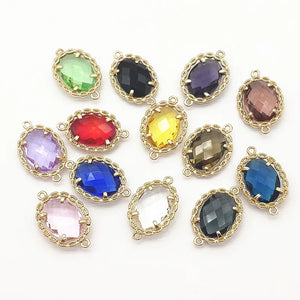 Copper Crystal Oval Charm Necklace Earring DIY Accessories