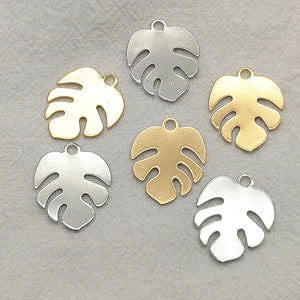 100pcs Brass Leaf Charm Necklace Earrings DIY Jewelry Findings 22x17mm