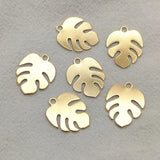 100pcs Brass Leaf Charm Necklace Earrings DIY Jewelry Findings 22x17mm