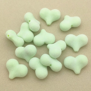 Flocking Effect Heart Beads For Earrings/Necklace DIY Parts
