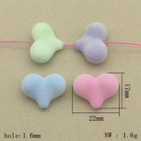 Flocking Effect Heart Beads For Earrings/Necklace DIY Parts