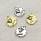 Arrival! 22x19mm Zinc Alloy Flower Charm Pendant - 100pcs