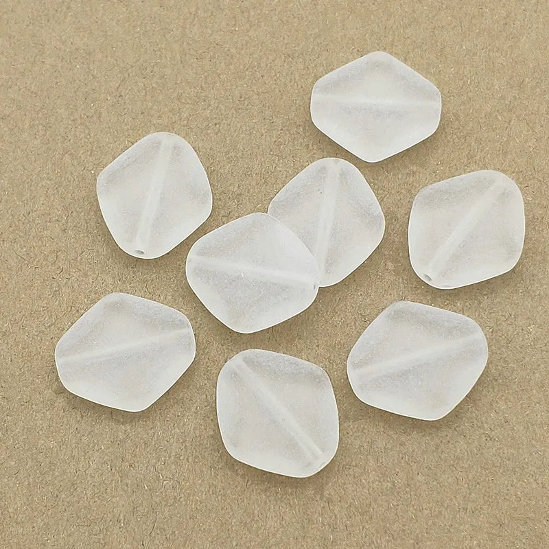 260pcs Acrylic Clear Frosted Rhombus Beads DIY Jewelry Findings