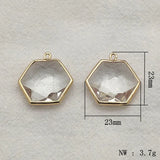 Clear Glass Hexagon Copper Pendants - 50pcs for DIY Jewelry Making