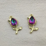 100pcs Tulips Pendants Glass Charm For Jewelry Making