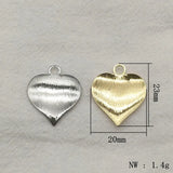 100pcs Brass Heart Charm Pendant for DIY Jewelry Making