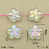 Clear UV Powder Flower Beads - 100pcs for DIY Jewelry - 23x24mm