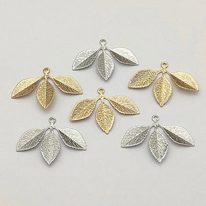 100pcs Brass Leaf Charms for DIY Jewelry Making