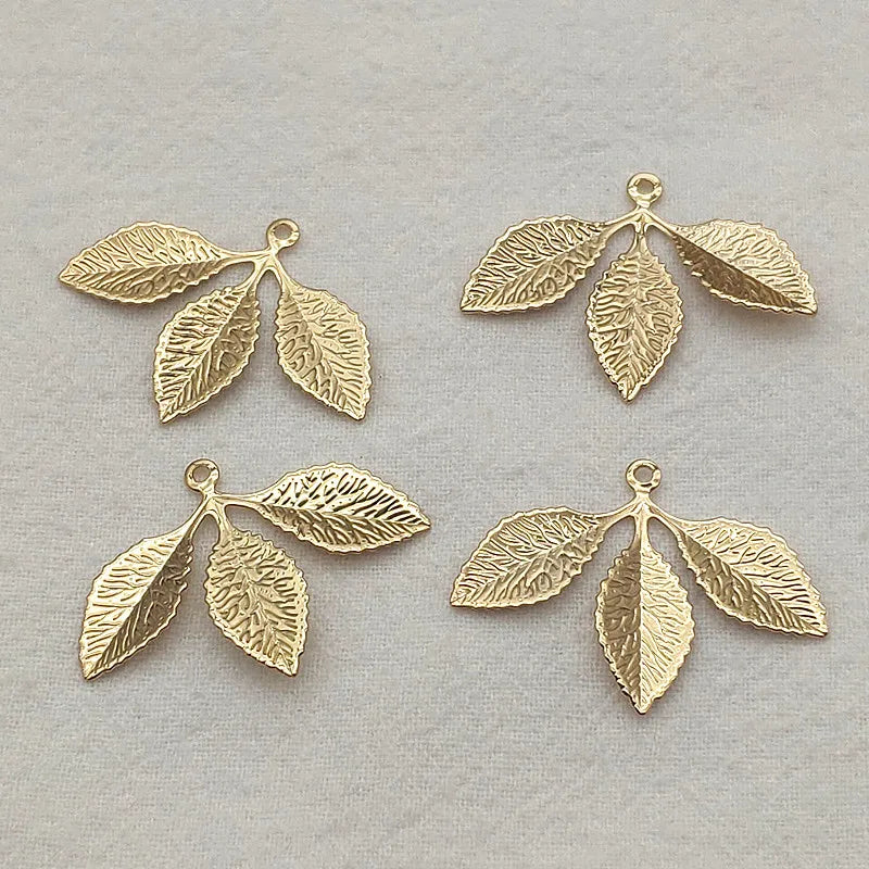100pcs Brass Leaf Charms for DIY Jewelry Making
