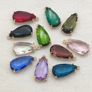 50pcs Clear Glass Charm Copper Drop Pendants For Necklace/Earrings DIY