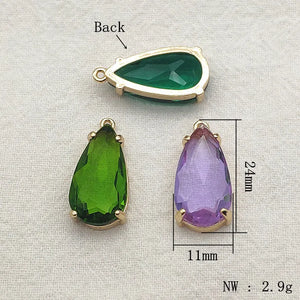 50pcs Clear Glass Charm Copper Drop Pendants For Necklace/Earrings DIY