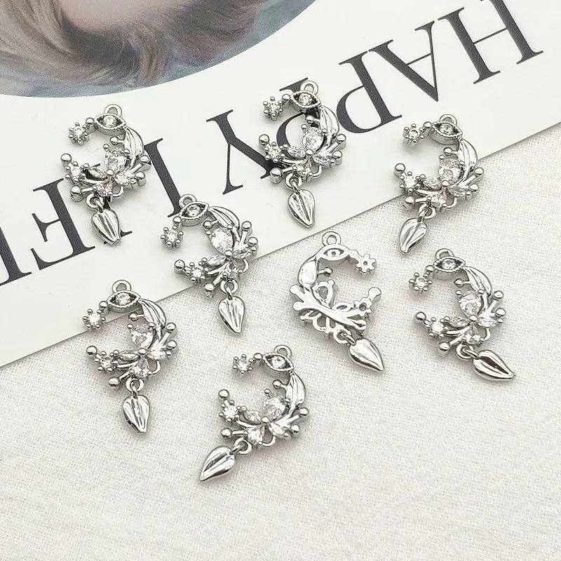 CZ Pendant Copper Charm 24x13mm 50pcs for DIY Jewelry Making