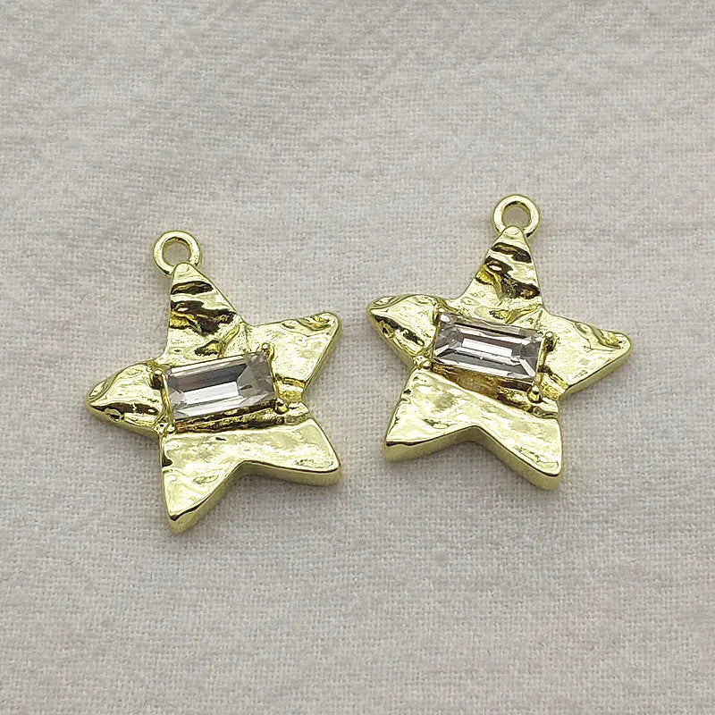 50pcs Star Pendants Glass Charm DIY Parts Jewelry Making