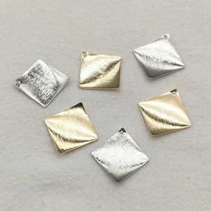 100pcs Copper Pendant Square Charm Necklace Earrings DIY Parts