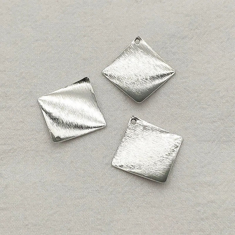 100pcs Copper Pendant Square Charm Necklace Earrings DIY Parts