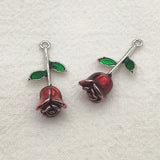 50pcs Zinc Alloy Rose Flower Charms for DIY Jewelry, Accessories