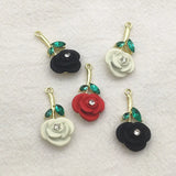 Arrival! 25x13mm 50pcs Rhinestone Rose Flower Charm For DIY Jewelry