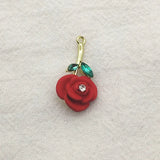 Arrival! 25x13mm 50pcs Rhinestone Rose Flower Charm For DIY Jewelry