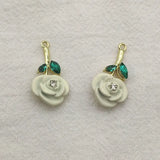 Arrival! 25x13mm 50pcs Rhinestone Rose Flower Charm For DIY Jewelry
