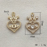 30pcs CZ/Copper Heart Pendants DIY Jewelry Findings