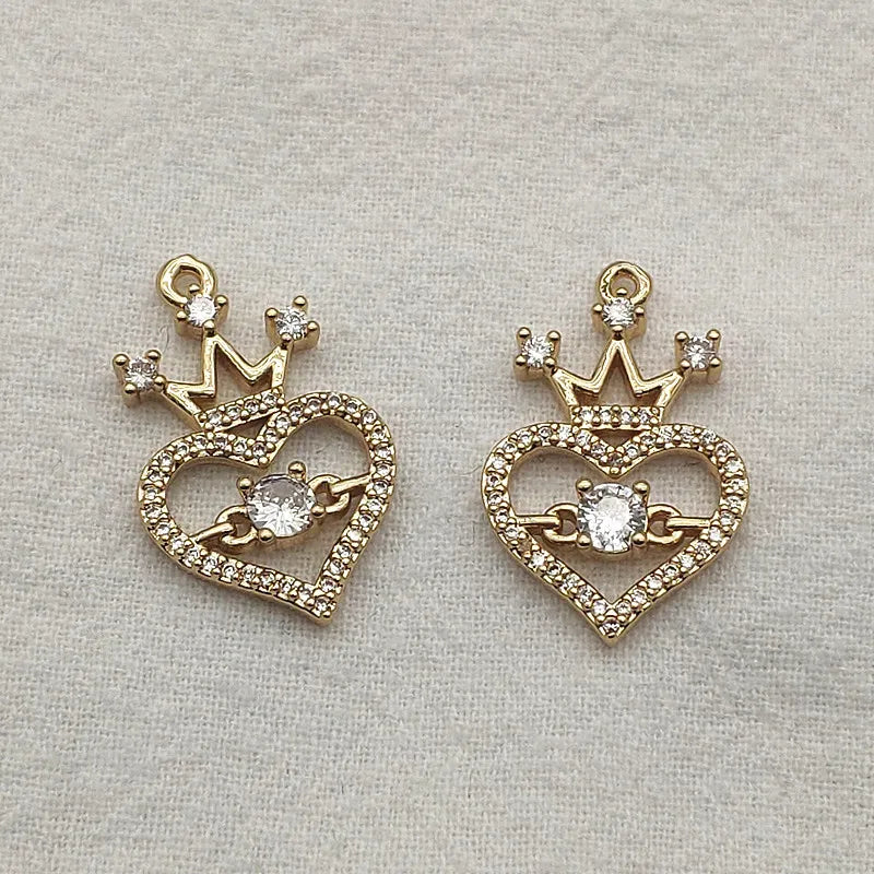30pcs CZ/Copper Heart Pendants DIY Jewelry Findings