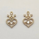 30pcs CZ/Copper Heart Pendants DIY Jewelry Findings