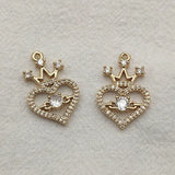 30pcs CZ/Copper Heart Pendants DIY Jewelry Findings