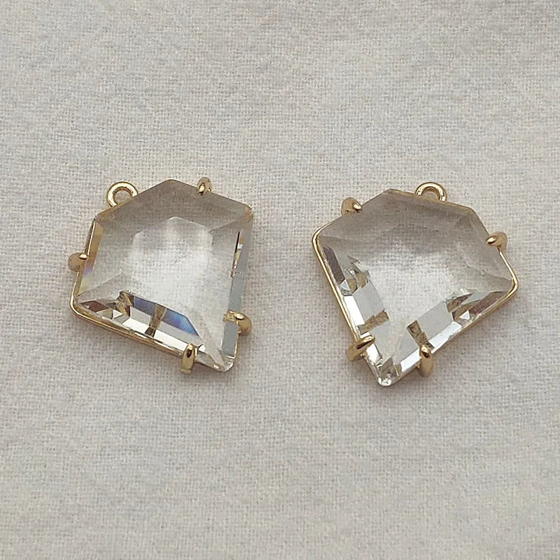 Glass Charm Copper Taper Pendants, 30pcs DIY Jewelry Findings