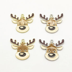 50pcs Christmas Reindeer Pendants for Necklace Earring DIY