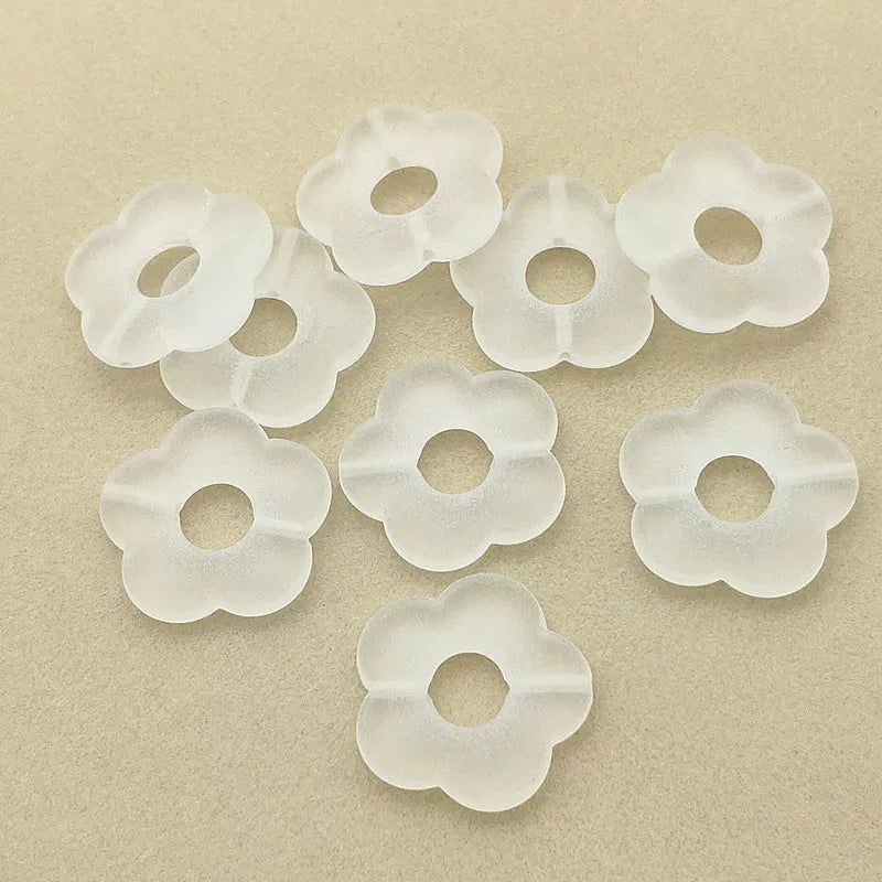 26mm 220pcs Clear Frosted Flower Acrylic Beads Jewelry DIY