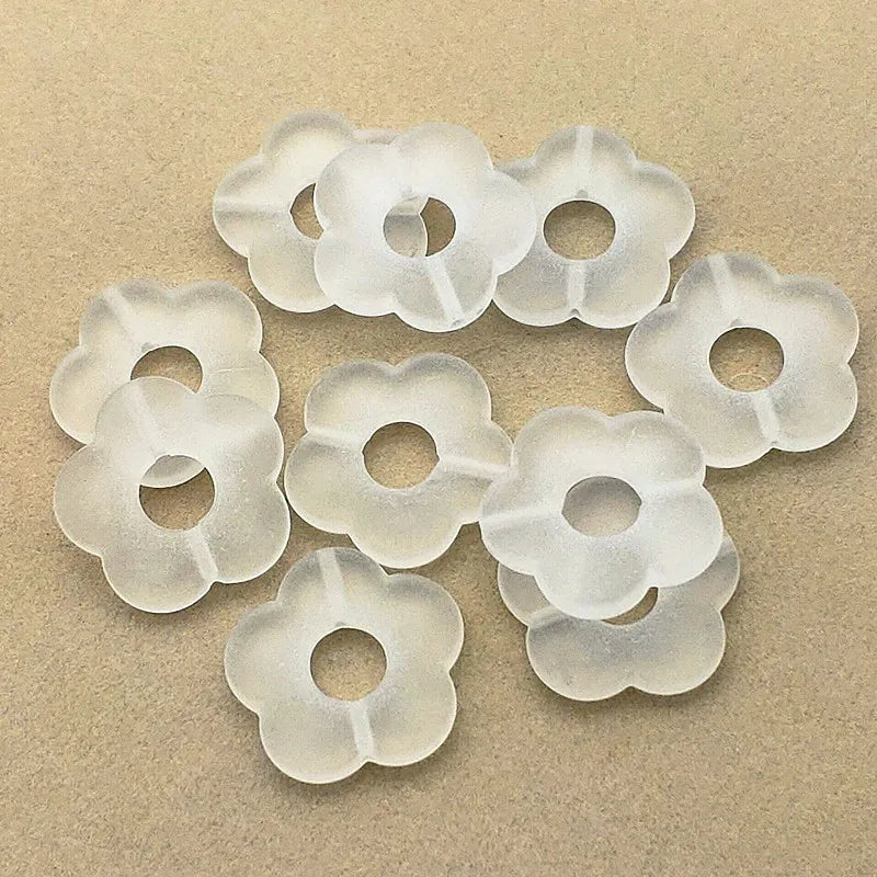 26mm 220pcs Clear/Frosted Flower Acrylic Beads Necklace Earrings DIY
