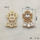 30pcs Cubic Zirconia/Copper Drop Flower Charm For DIY Jewelry