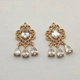 30pcs Cubic Zirconia/Copper Drop Flower Charm For DIY Jewelry