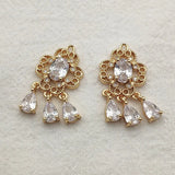 30pcs Cubic Zirconia/Copper Drop Flower Charm For DIY Jewelry