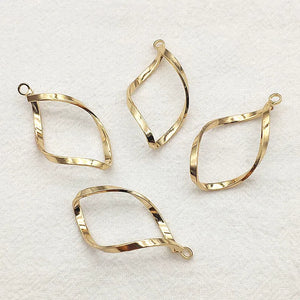 Copper Twisted Oval Charm 100pcs Necklace Earring DIY Parts