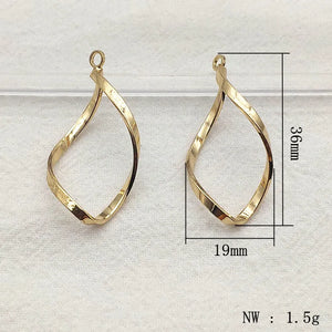 Copper Twisted Oval Charm 100pcs Necklace Earring DIY Parts