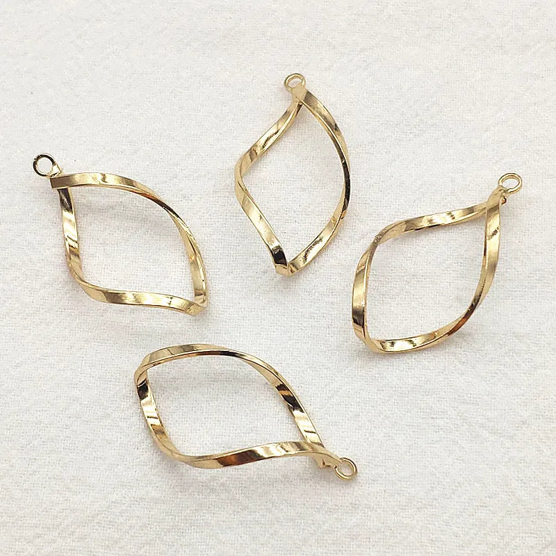Copper Twisted Oval Charm 100pcs Necklace Earring DIY Parts
