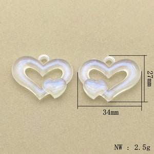 Arrival! 180pcs Clear Heart Beads For Necklace Earrings DIY