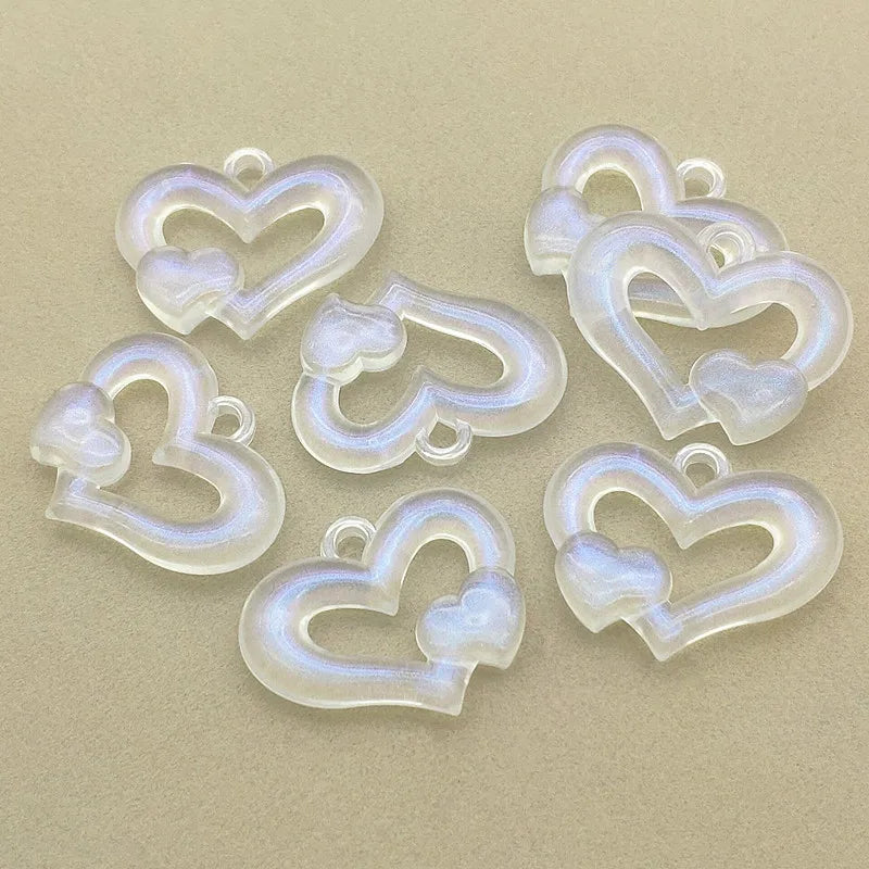 Arrival! 180pcs Clear Heart Beads For Necklace Earrings DIY
