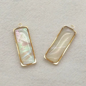 Real Shell Rectangle Charm For Necklace Earring DIY, 50pcs