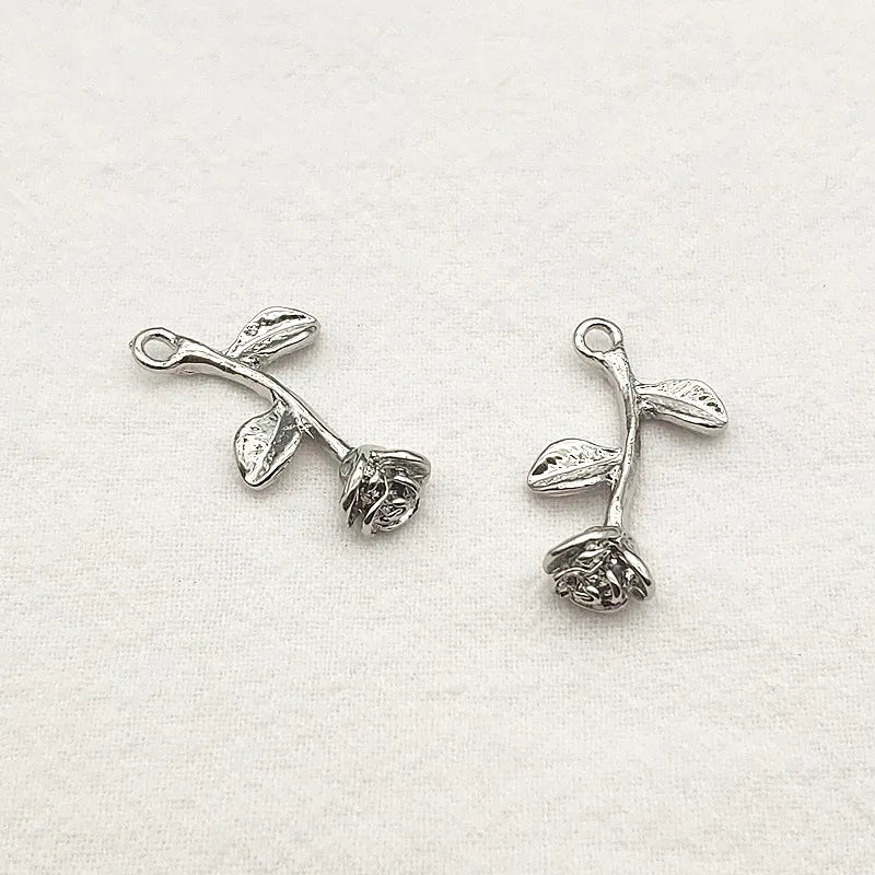 Arrival! 28x15mm 100pcs Zinc Alloy Flower Charm for Necklace DIY Parts