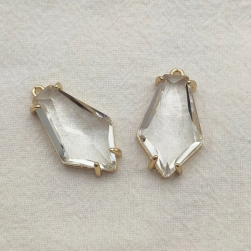 Clear Glass Charm Copper Pendants 30pcs