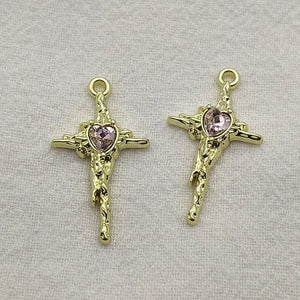 100pcs Cross Pendants Heart Charm for DIY Jewelry Making