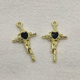 100pcs Cross Pendants Heart Charm for DIY Jewelry Making
