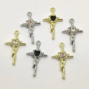 100pcs Cross Pendants Heart Charm for DIY Jewelry Making