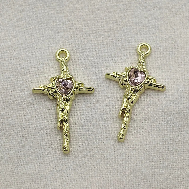 100pcs Cross Pendants Heart Charm for DIY Jewelry Making