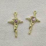 100pcs Cross Pendants Heart Charm for DIY Jewelry Making