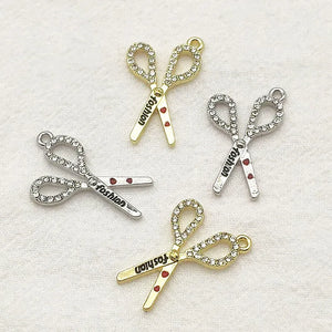 Arrival! 28x20mm 50pcs Rhinestone Scissors Charm For Earrings DIY