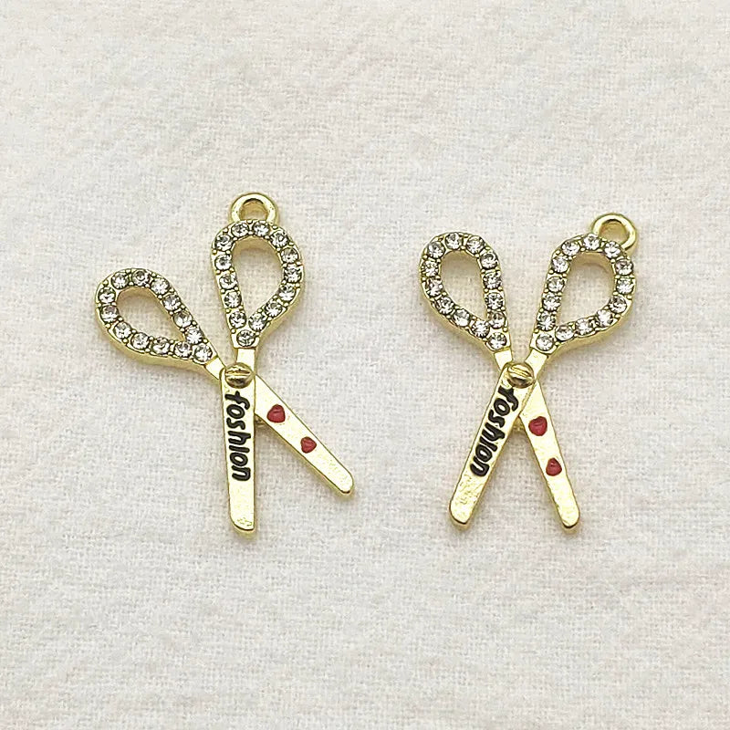 Arrival! 28x20mm 50pcs Rhinestone Scissors Charm For Earrings DIY